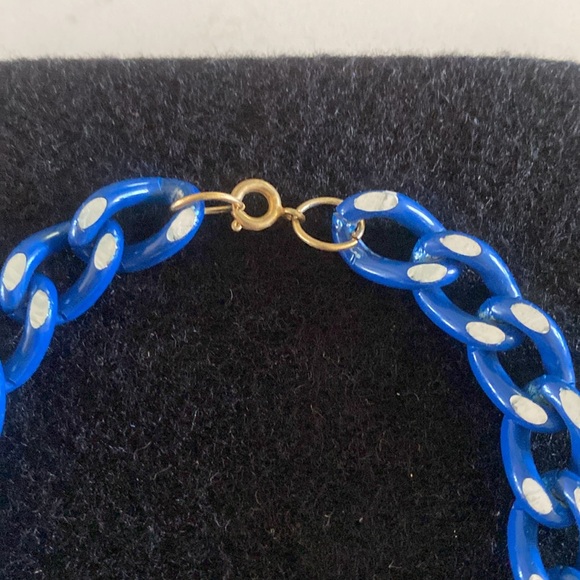 Vintage Metal Link Necklace Blue and Silver FINAL PRICE DROP - Picture 3 of 4